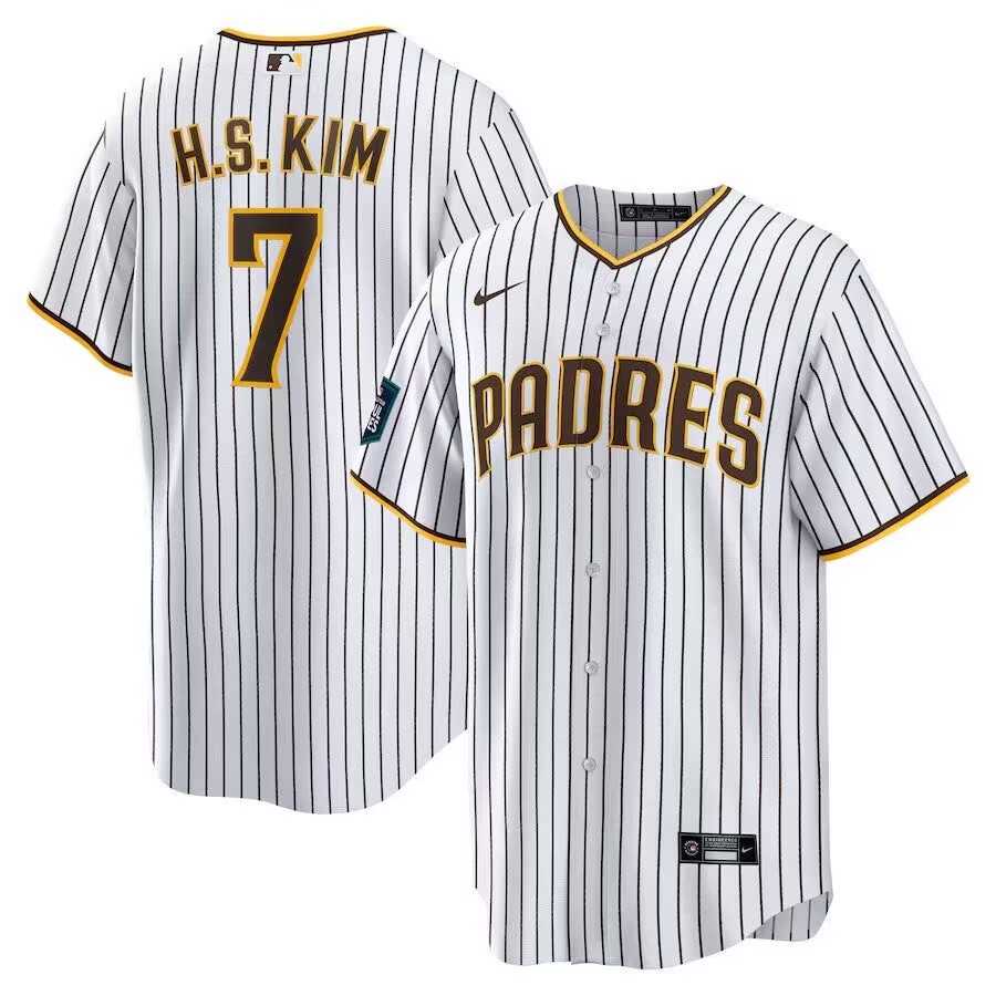 Men%27s San Diego Padres #7 Ha Seong Kim White Stitched MLB Cool Base Nike White Jersey